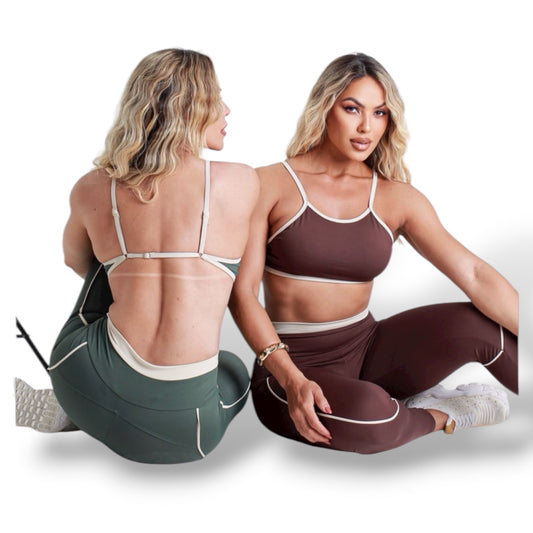 Women’s Premium Fitness Set – Leggings and Sports Bra with Contrast Details”